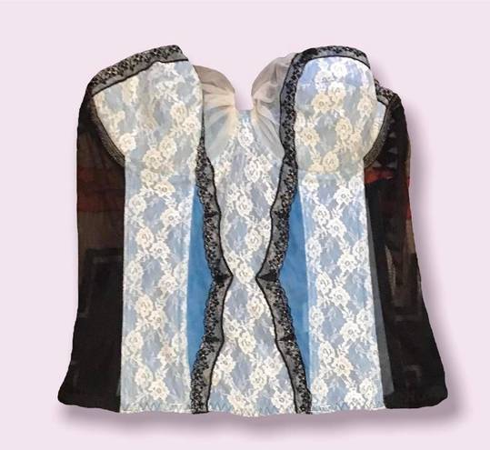 Frederick's of Hollywood  Blue Black And White Corset Top