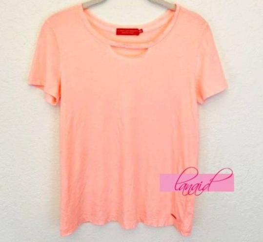 n:philanthropy Abigail Deconstructed Tee Coral Distressed Destroyed Cut-Out Top