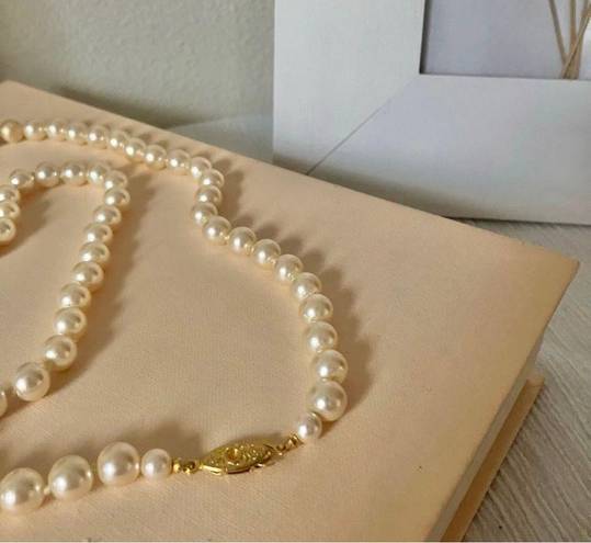 American Vintage Vintage “Mairi” Champagne Pearl Necklace 25” Gold Marquise Fishhook JAPAN Classic