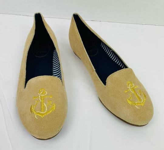 Jack Rogers Women Tan Anchor Suede Flats Size 6.5