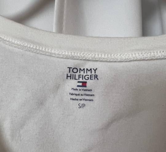 Tommy Hilfiger White Logo V-neck Cotton Short Sleeve T-Shirt Size Small