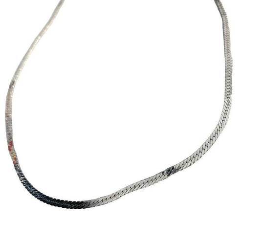 Monet Vintage  16" Silver Tone Herringbone Snake Chain Necklace