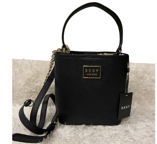 DKNY Croc-Embssed Leather Flap Bucket