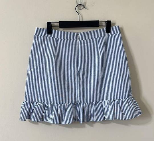 Love Riche  Blue White Stripe Ruffle Skirt Size Large