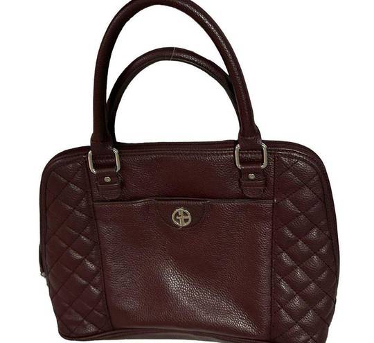 Giani Bernini  Womens Quilted Dome Satchel Handbag Maroon Leather Zipper