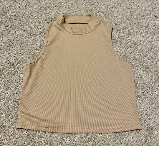 SheIn Tan Medium High Neck Tank top Crop Top