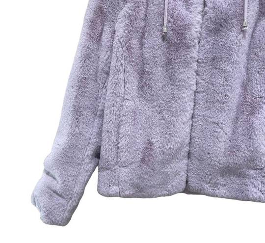 Rachel Zoe  Faux Fur Hooded Zip Up Jacket Coat Lavender Purple Size Small