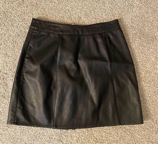 Forever 21 Black Leather Zip Up Skirt