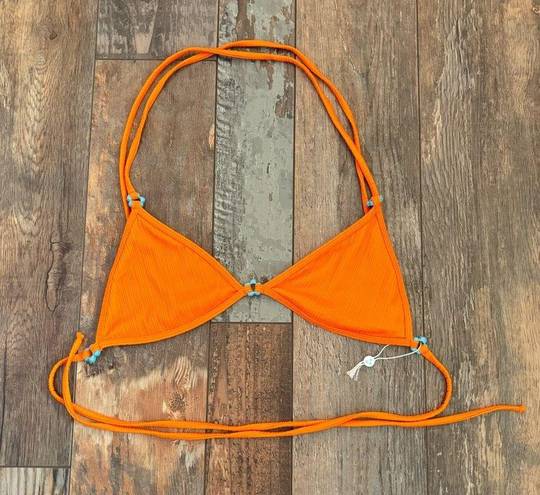 Frankie’s Bikinis FRANKIES BIKINIS Ivy Plissé Triangle Bikini Top In Orange Size L