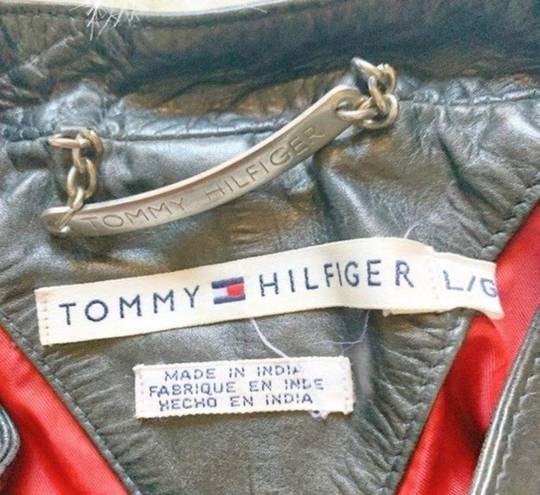 Tommy Hilfiger  Black Leather Motorcycle Jacket Large