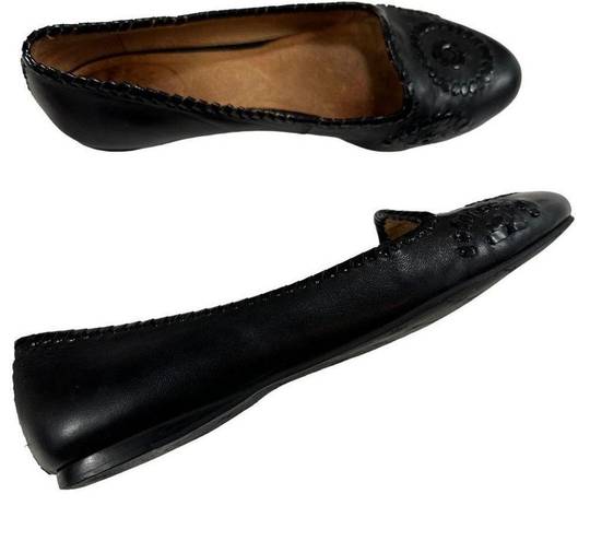 Jack Rogers  Waverly Black Leather Flats Women’s Size 8