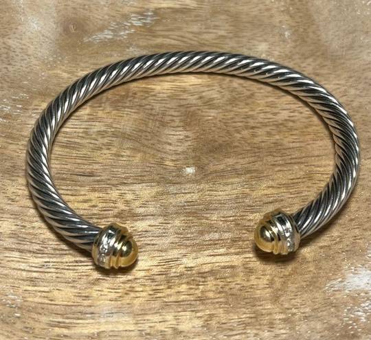 David Yurman Sterling Silver & 18K Gold Diamond Cuff Bracelet