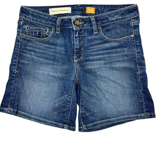 Pilcro  Anthropologie Jean Shorts Size 25" Blue Stet Low-Rise Roll-Up Hem Stretch