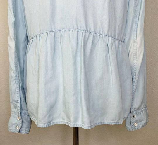 Caslon  100% Lyocell Chambray Bleach Button Down Peplum Top