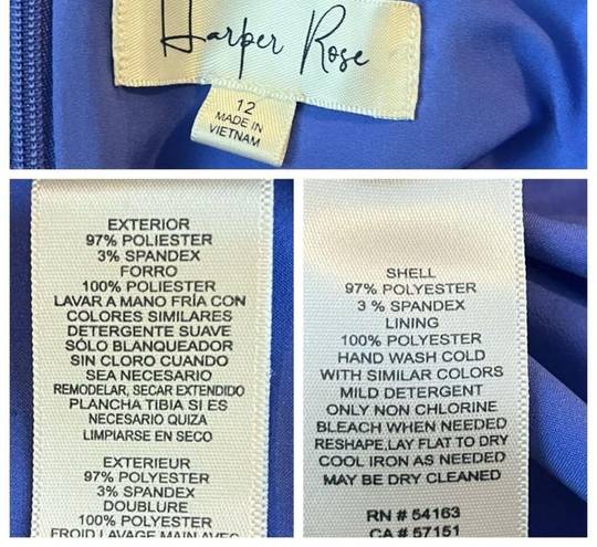 Harper Rose Sheath Midi Dress Fold Collar Sleeveless Blue Purple Women’s Size 12