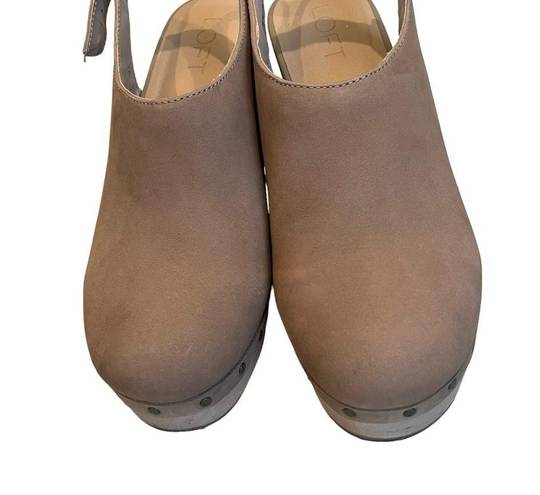 Loft  Slingback Leather Clogs, Sz 8