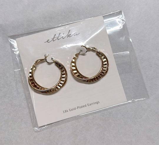 Ettika  Boho Gold Tone Double Twist Hoops Earrings