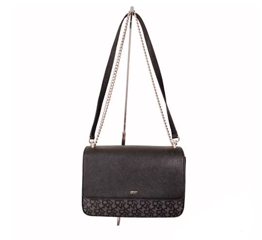 DKNY Sina Black & Gray Flap Shoulder Bag