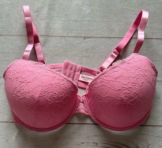 Juicy Couture  Padded Pink Lace Adjustable Straps Women’s Cup Size 38DD Barbie