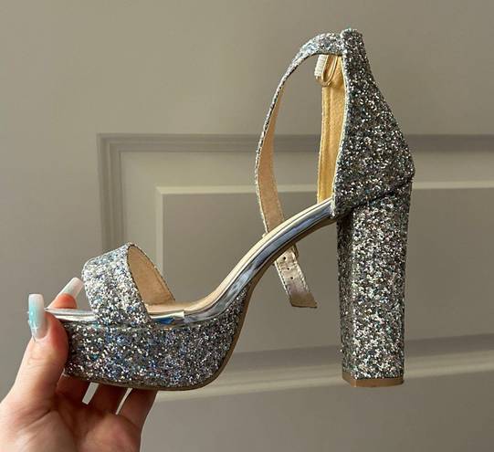 Silver Sparkly Heels Size 7