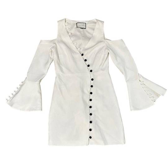 Alexis  'Galen' ivory long sleeve button front mini dress size Small