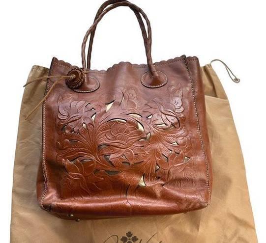 Patricia Nash  Women's Brown Leather Cutout Tooled Cavo Tote with Dust Bag