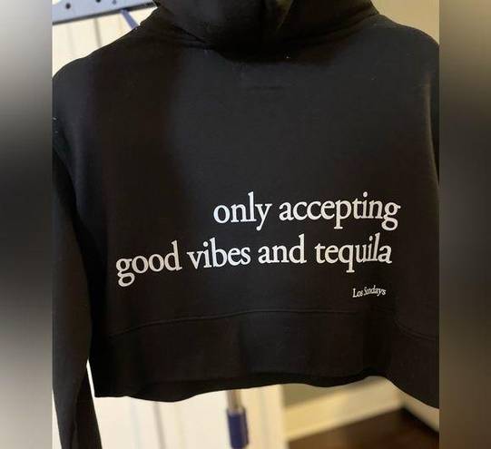 Only  accepting good vibes and tequila los Sunday’s crop top hoodie