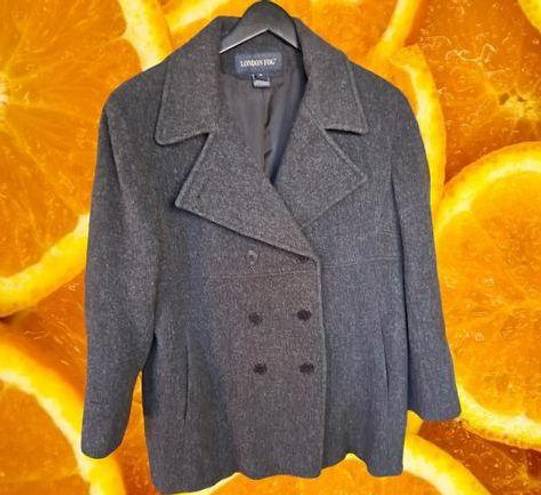 London Fog  100% Wool‎ Gray Pea Coat Size 10