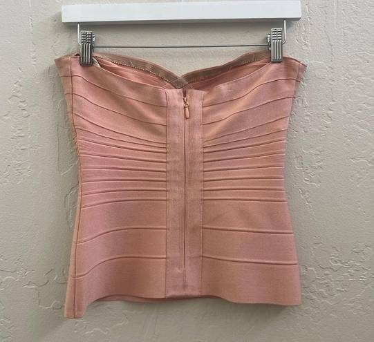 Herve Leger  Pink Bandage Strapless Top