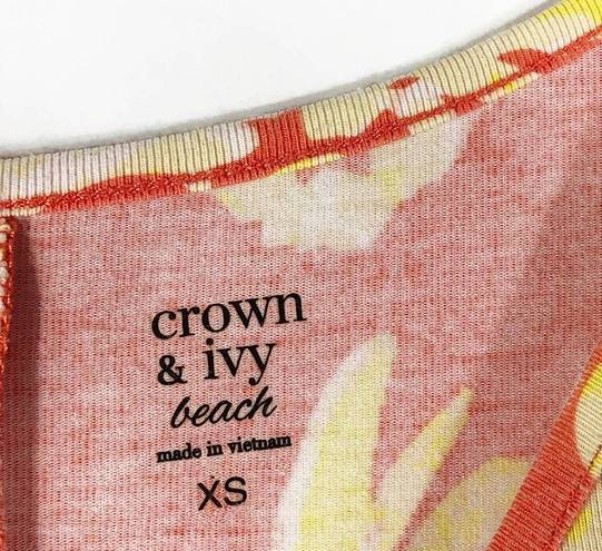 Crown & Ivy Crown Ivy XS Dress Orange Yellow Pineapple A Line Short Sleeve Above Knee 702