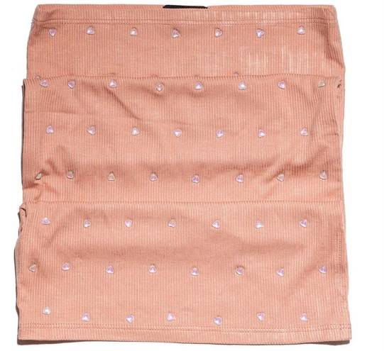 Lele Sadoughi  Peach Iridescent Heart Studded Gaiter Face Mask NEW