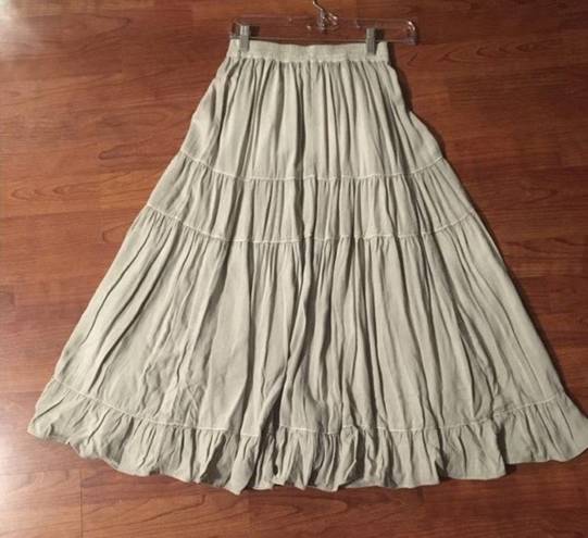 American Eagle Beige Neutral Boho Tiered High Waisted Maxi /Midi Skirt XS