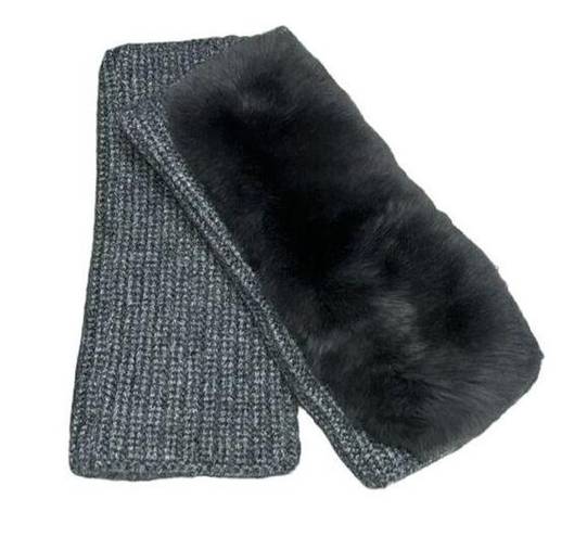 Salomon Yves  Cashmere-Wool Knit w/ Rabbit Fur Fingerless Gloves