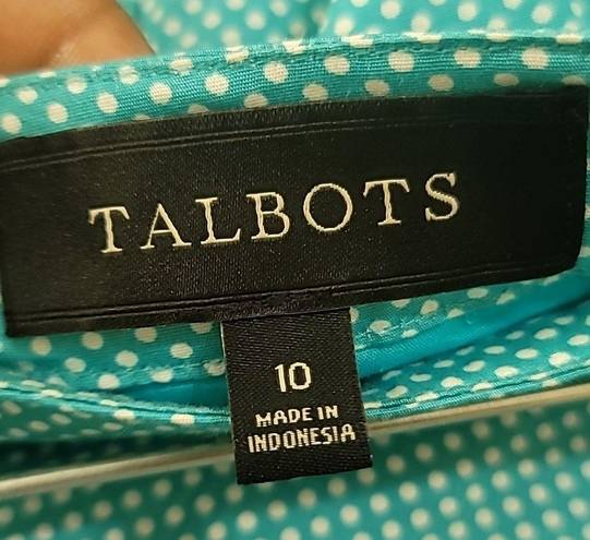 Talbots  Women's Blue and White Polka Dot Pleated Midi Skirt Sz 10