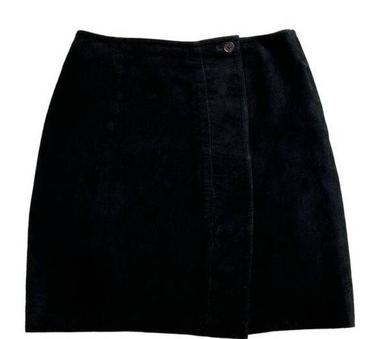 Coldwater Creek  Black Suede Faux Wrap Mini Skirt Petite Small / Medium