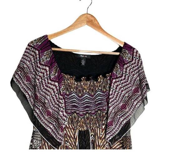 Style & Co Blouse Tribal Multicolor Tiered Eclectic Size XL EUC