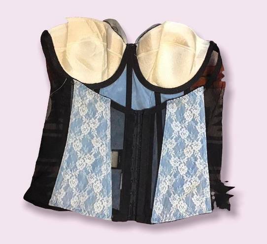 Frederick's of Hollywood  Blue Black And White Corset Top