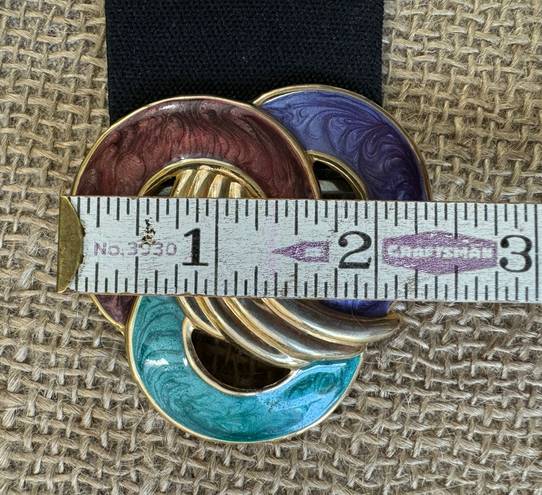 Vintage Women’s 1980’s Wide Stretch Belt With Enameled Buckle S