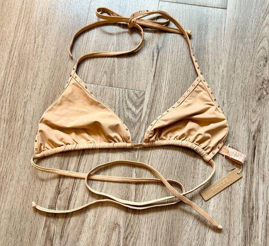 SKIMS  Rhinestone Swim Triangle Bikini Top in Ochre Size 3X NWT