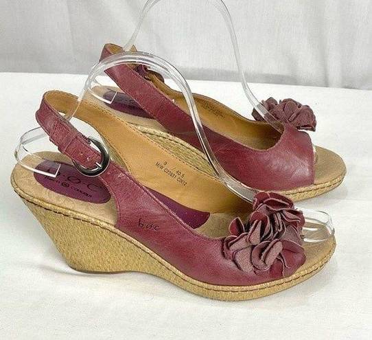 Born concept BORN Mauve Pink Wedge Sandals Open Toe Flower Woven Sz 9 B.O.C. 