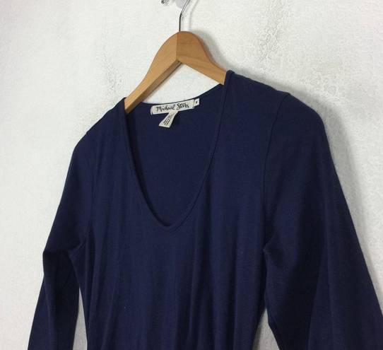 Michael Stars  Blue Ruched 3/4th Sleeve Midi Dress Medium