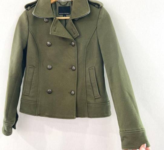 Banana Republic  Women's Green Double Breasted Pea Coat size XS Military Moto