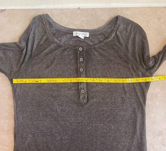 Treasure & Bond  Lightweight Ribbed Button Henley Womens L Olive Green Casual