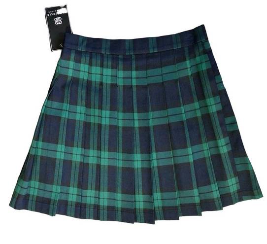 Bagatelle Nwt  Blue and Green Plaid Pleated Schoolgirl Skirt, Size Small