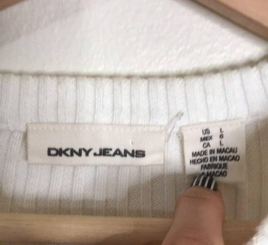 DKNY  jeans ribbed cotton crew neck ladies pullover sweater size large