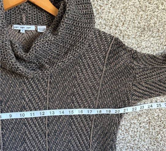 Eight Eight Eight  Tan Black Cowl Neck Sweater Large Comfy Fall Winter