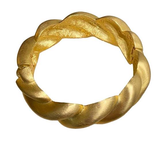 Twisted Vintage  Brushed Gold Tone Hinged Bangle Bracelet 8.5”