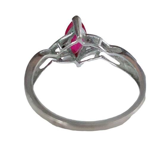 Ruby 10K 10KT WHITE GOLD PINK  MARQUISE CUT RING Sz 7