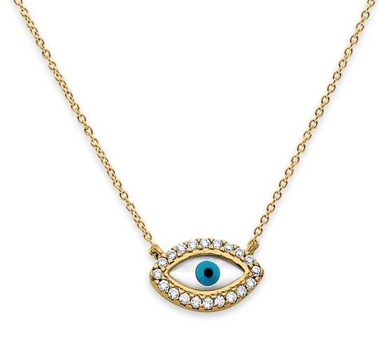 Tehrani Jewelry 14K Solid Gold Adjustable Evil Eye Necklace - Perfect Gift - Evil Eye Defender -