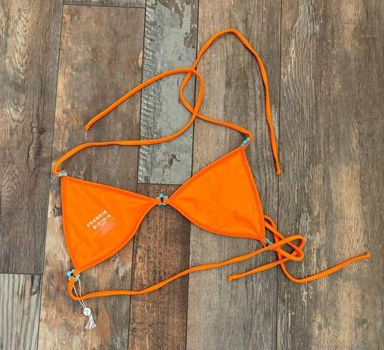 Frankie’s Bikinis FRANKIES BIKINIS Ivy Plissé Triangle Bikini Top In Orange Size L